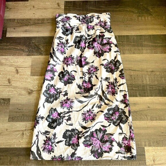 Lori M Collection Maxi Dress Women's Size XL Floral Lavender Strapless Lined - Picture 10 of 12